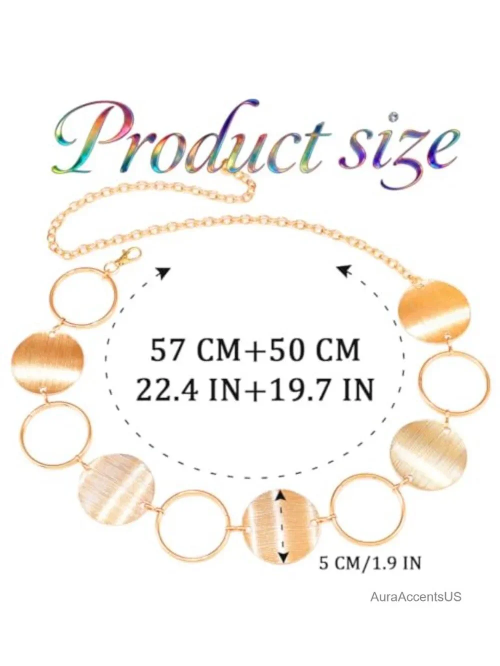 Chunky Metal Link Chain Belt O-Ring Adjustable Waist Accessory